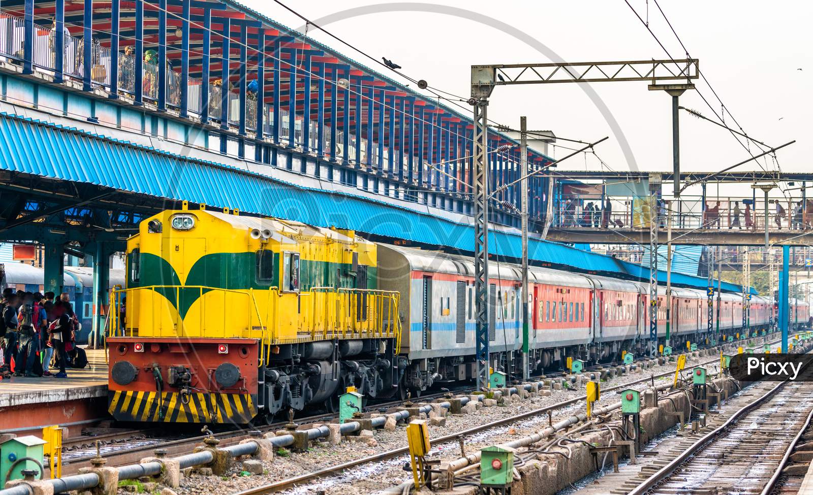 Passenger Train At New Delhi Railway Station. India