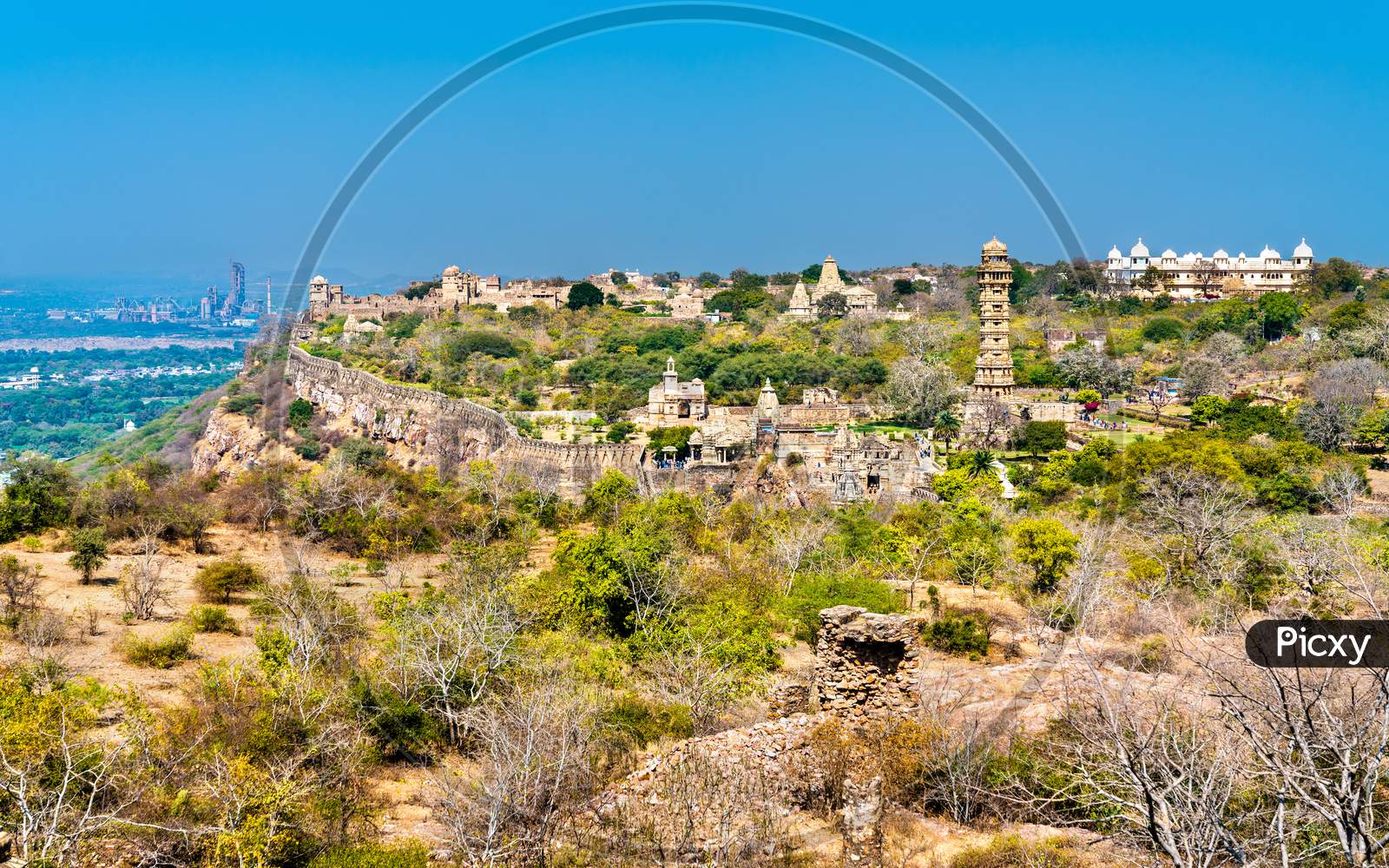 Panorama Of Chittor Fort, A Unesco World Heritage Site In Rajasthan, India