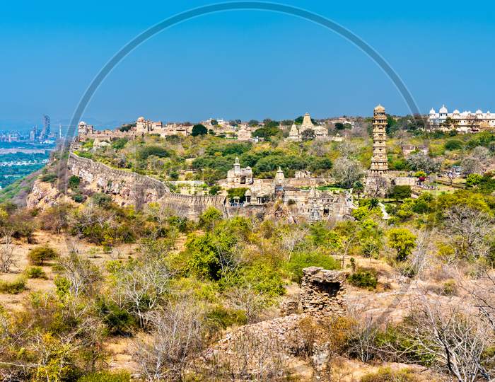 Panorama Of Chittor Fort, A Unesco World Heritage Site In Rajasthan, India