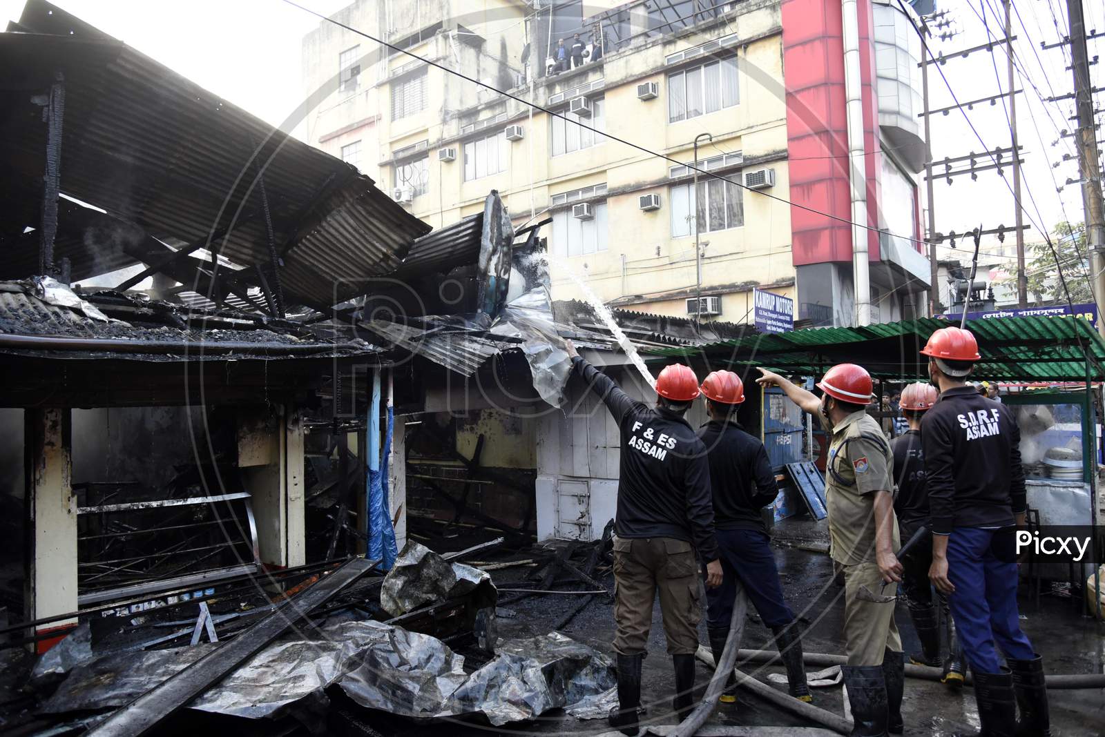 Fire Fighter Douse A Massive Fire After A Sweets Shop Catch Fire, At Bhangagarh In Guwahati