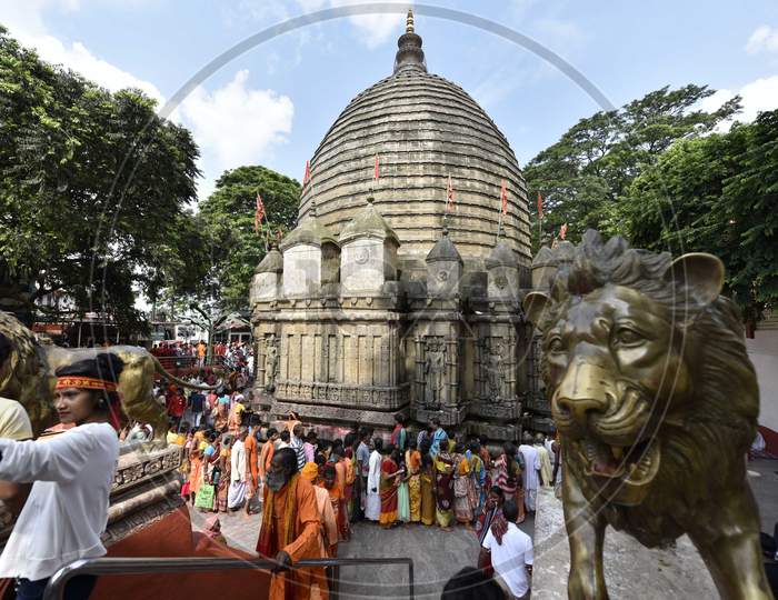 Indian Hindu Devotees Offering Prayers At Kamakhya Temple in Guwahati, Assam
