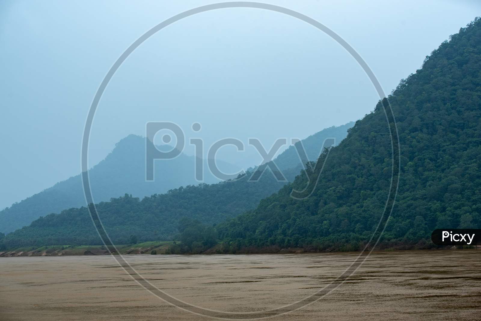 Godavari River  With Green Terrains in Background