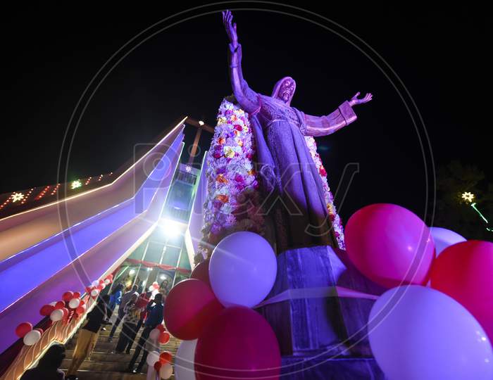 Saints Johns Church Decorated With Illuminates Lights, On The Eve Of Christmas In Guwahati
