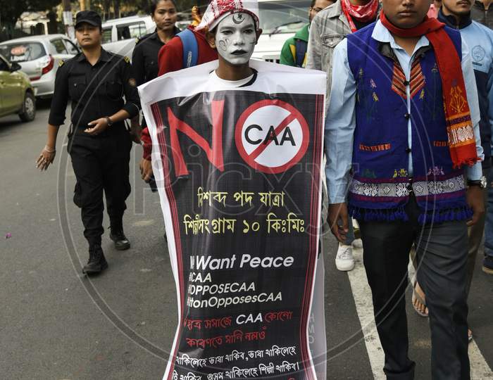 A Protester In an Getup Against CAA And CAB Amendment Bill In Guwahati, Assam