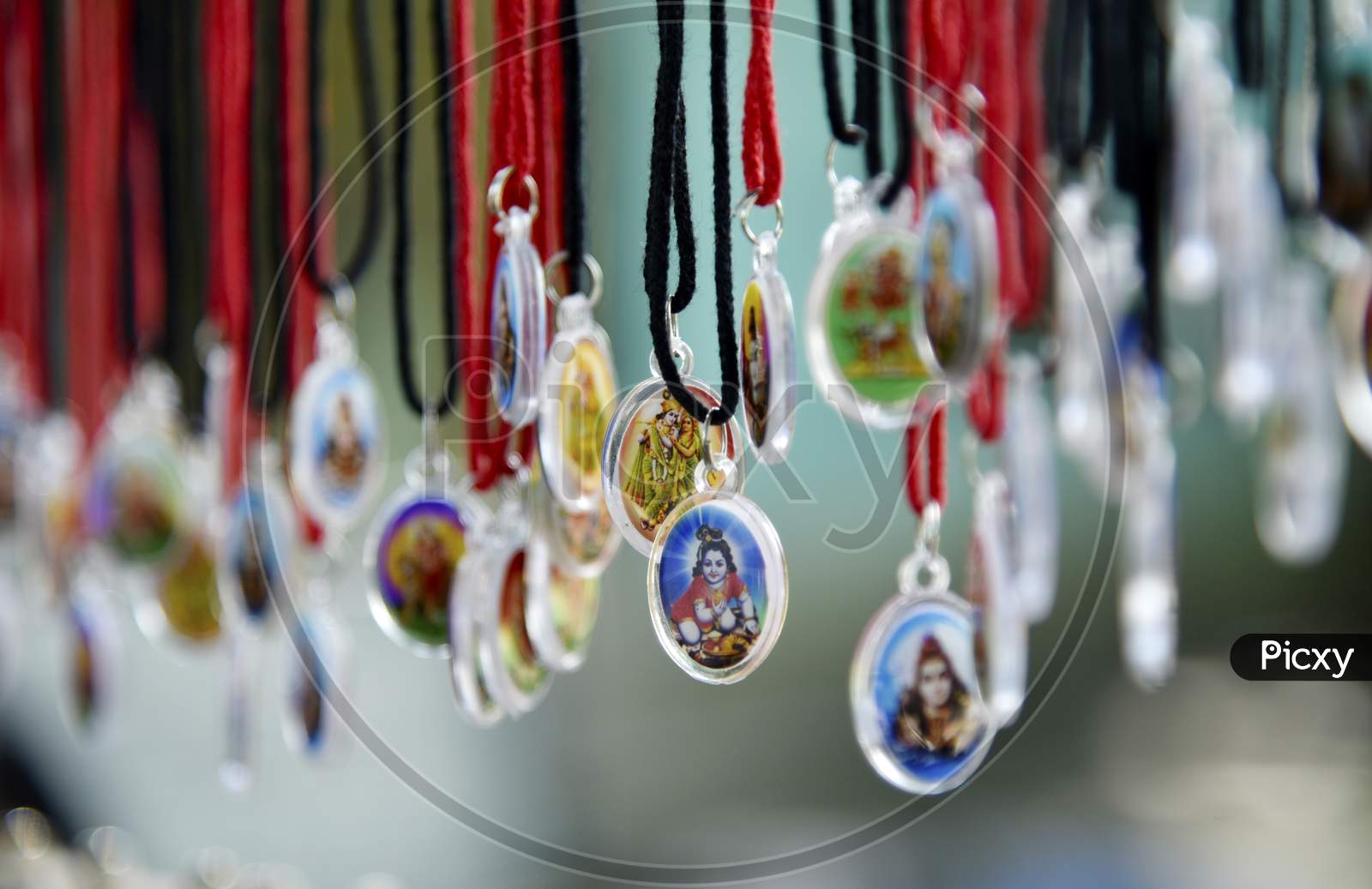 Lockets of Hindu God Selling in Vendor Stalls At Hindu Temples
