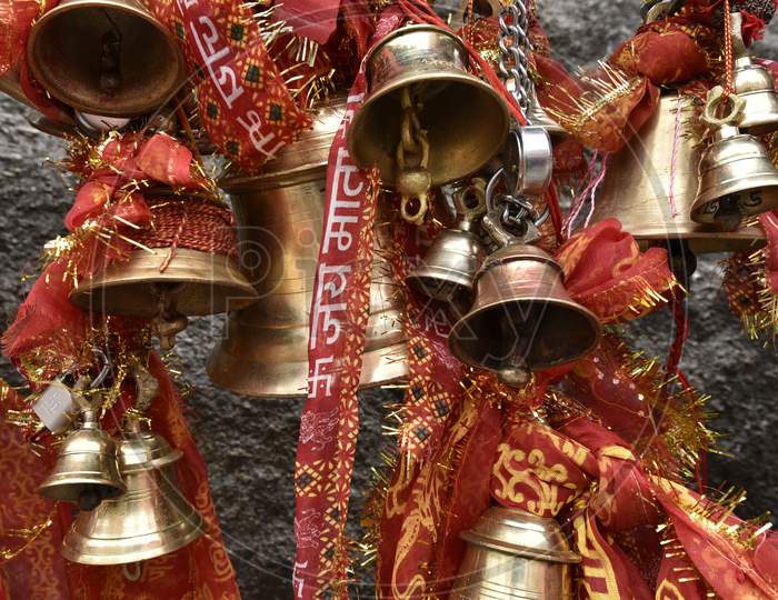 Temple Brass Bells In an Hindu Temple