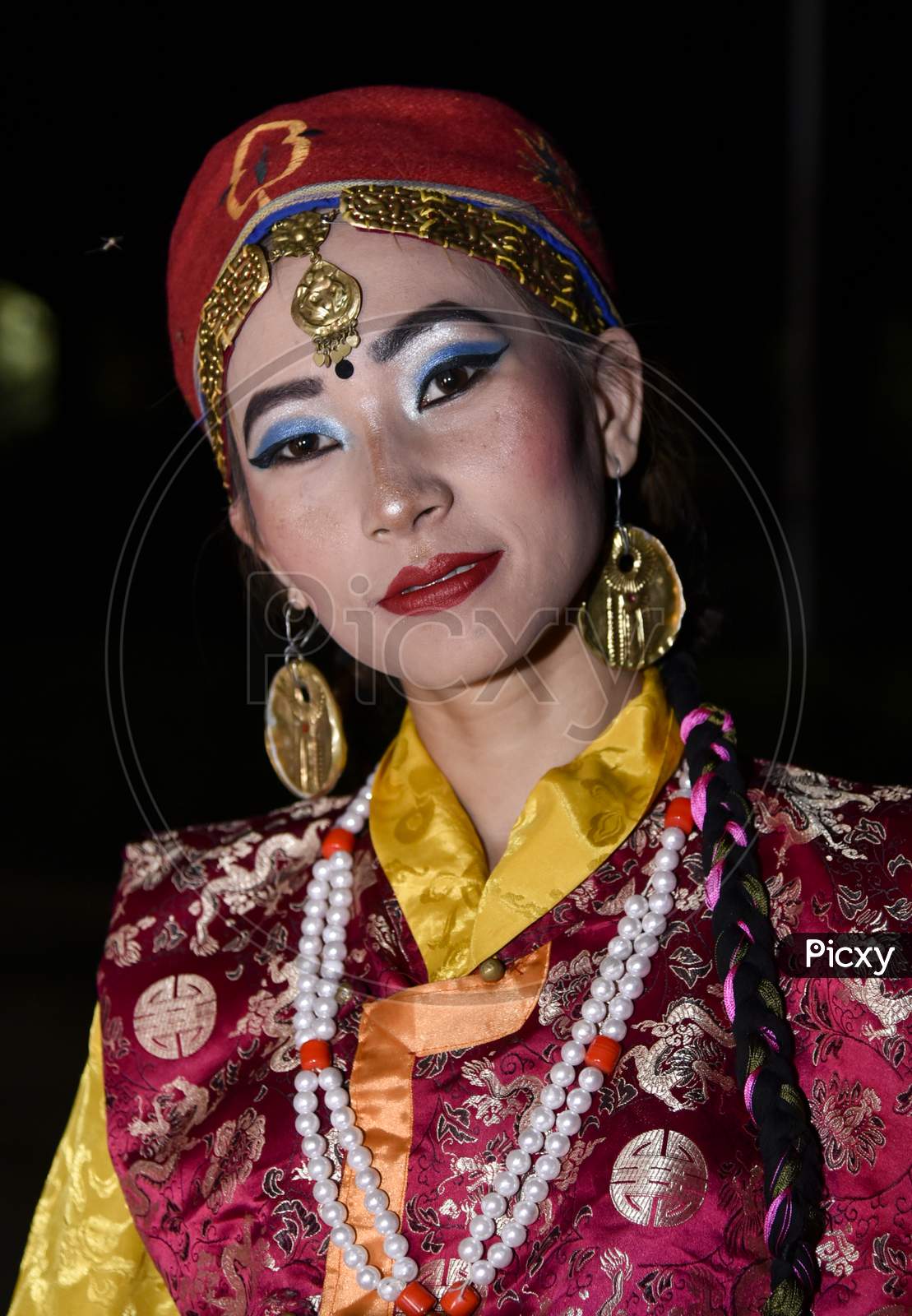 Image of Assamese Woman In Traditional Assam tribal Clothes During Bihu ...