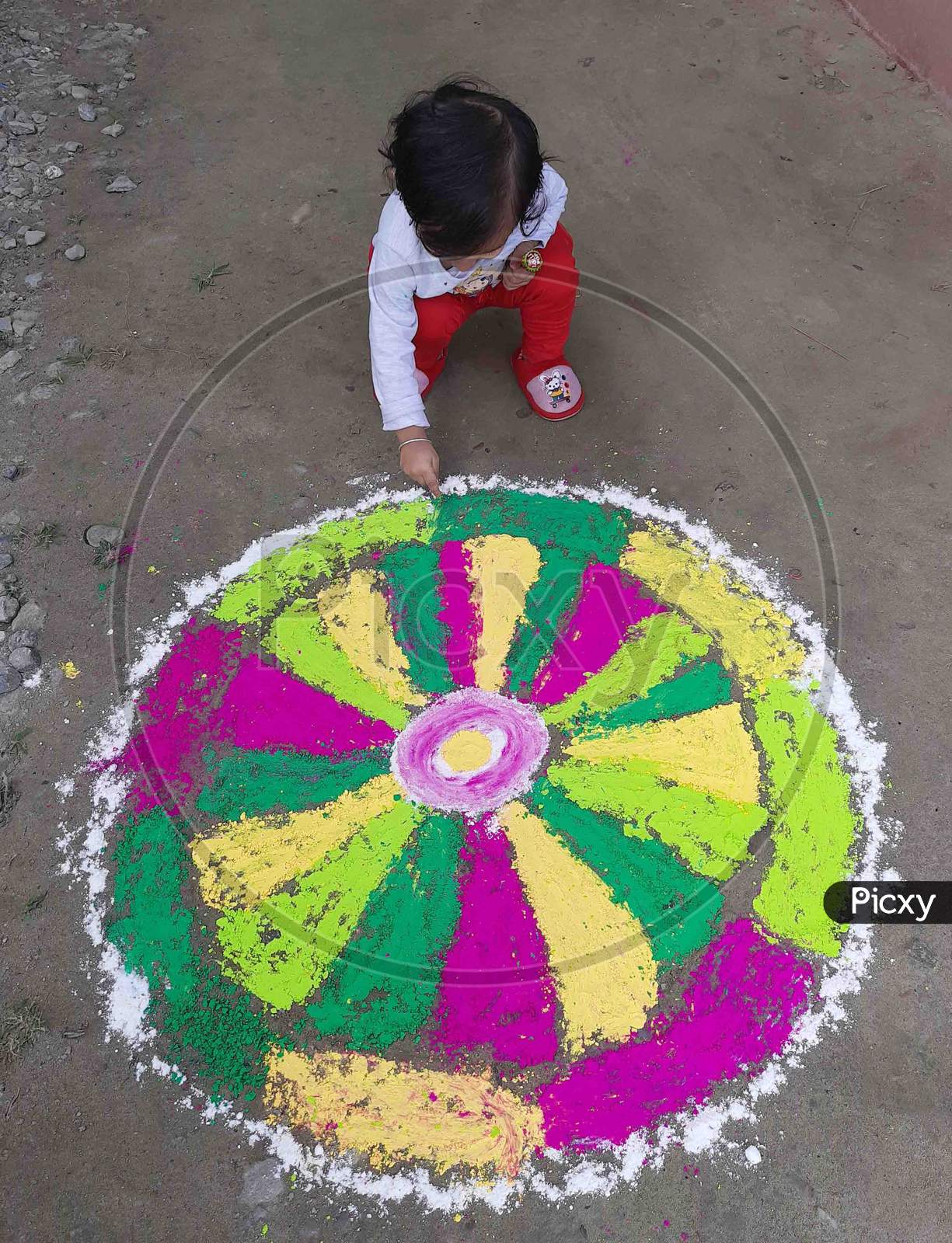 People Makes Rangoli In The Occasion Of Diwali Festival, At Bhawanipur Village In Barpeta District Of Assam