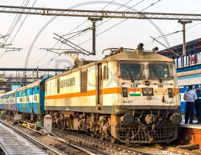 Passenger Train At New Delhi Railway Station. India