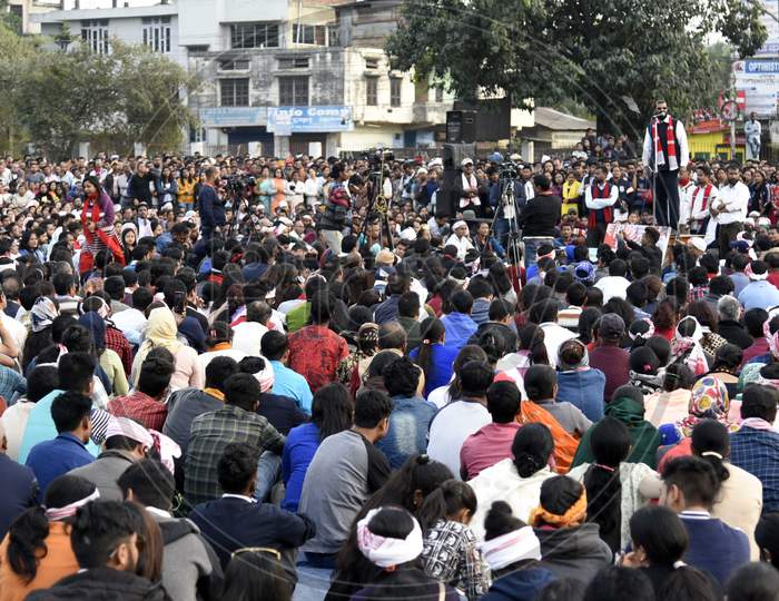 People Assemble For A Protest Against The Citizenship Amendment Bill Despite Curfew, In Guwahati
