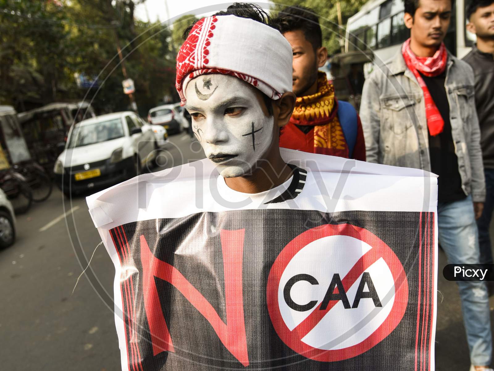 A Protester In an Getup Against CAA And CAB Amendment Bill In Guwahati, Assam