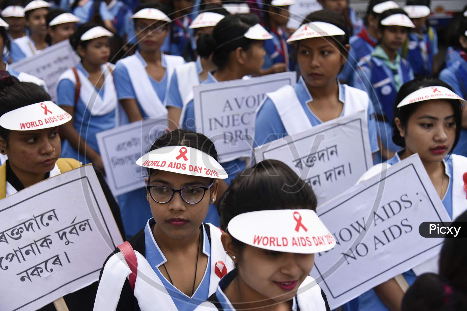 Nursing Students During An Awareness Programme On World Aids Day, In Guwahati, Assam, India