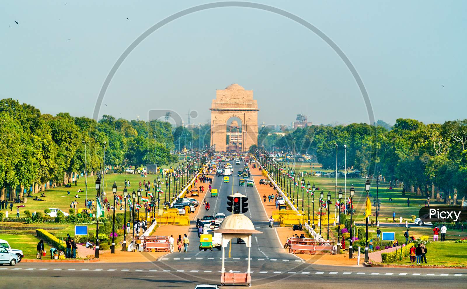 View Of Rajpath Ceremonial Boulevard From The Secretariat Building Towards The India Gate. New Delhi