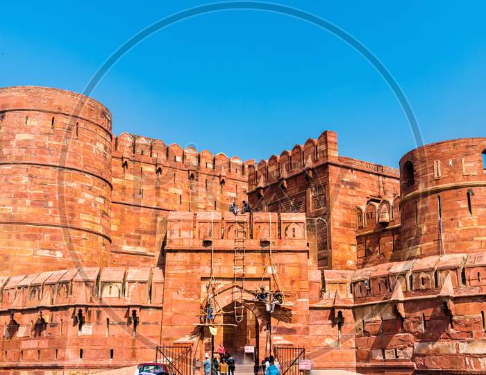 Amar Singh Gate Of Agra Fort. Unesco Heritage Site In India