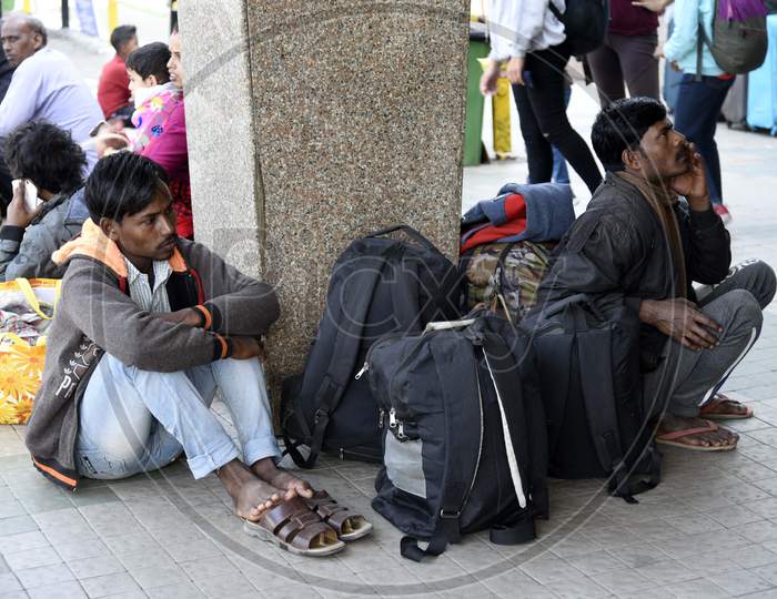 Passengers Outside Guwahati Railway Station As They Wait For Their Train Amid Protests Across The State Against The Passing Of Citizenship Amendment Bill, In Guwahati