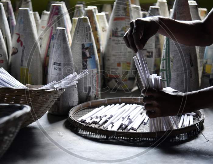 Workers Busy Making Firecrackers In A Workshop Ahead Of Diwali Festival, In Barpeta, Assam