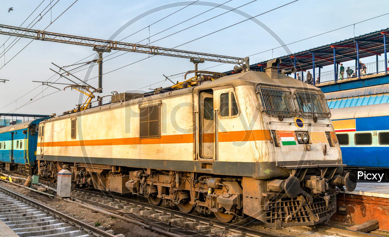 Electric Locomotive At New Delhi Railway Station. India