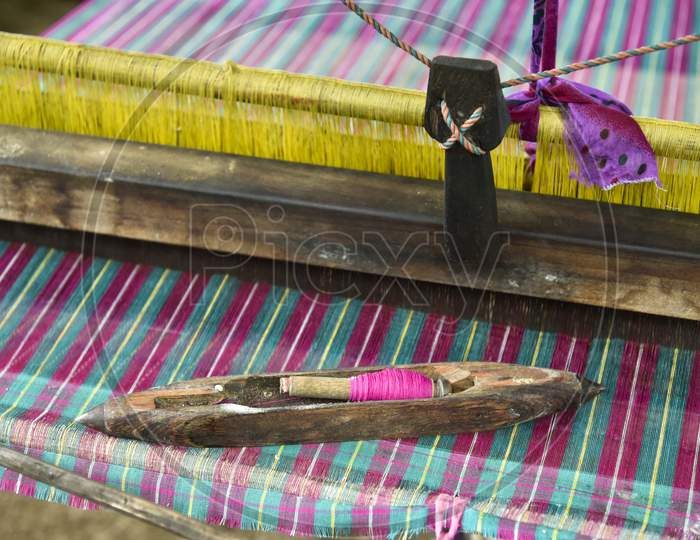 Handloom Saree Weaving In  an Weaver Home