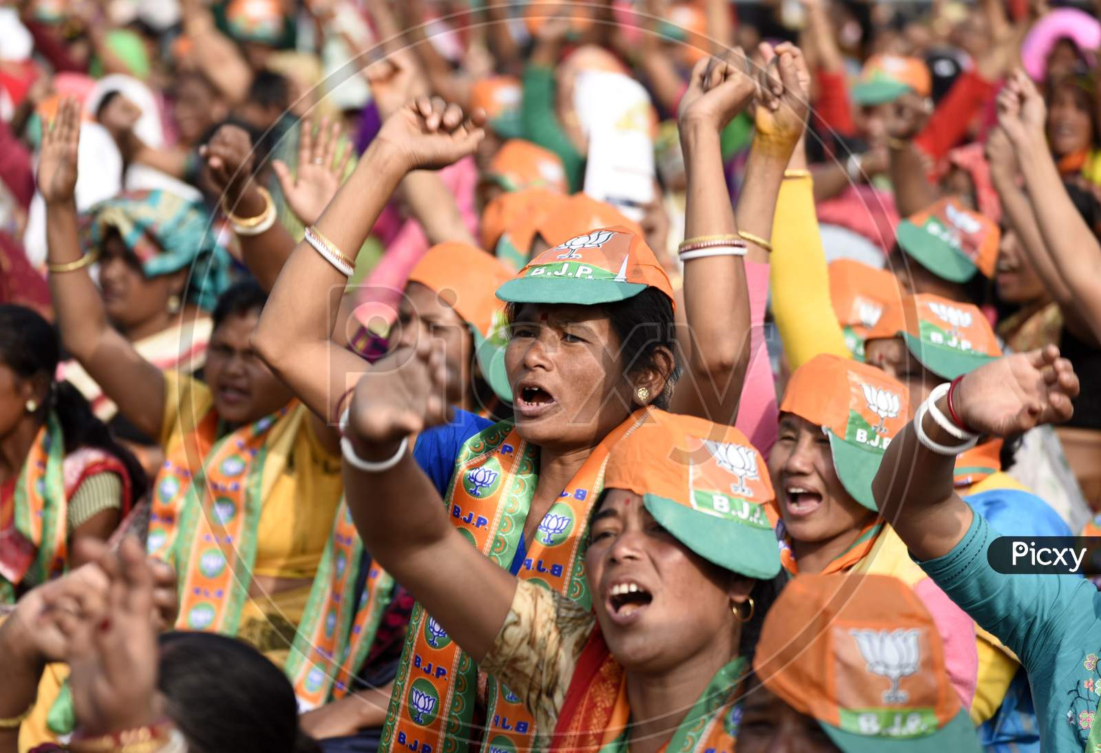 Bharatiya Janata Party (Bjp) Supporters Gather For The Partys Booth Level President And Elected Representatives Meet As They Support Indian New Citizenship Law, In Guwahati, Assam
