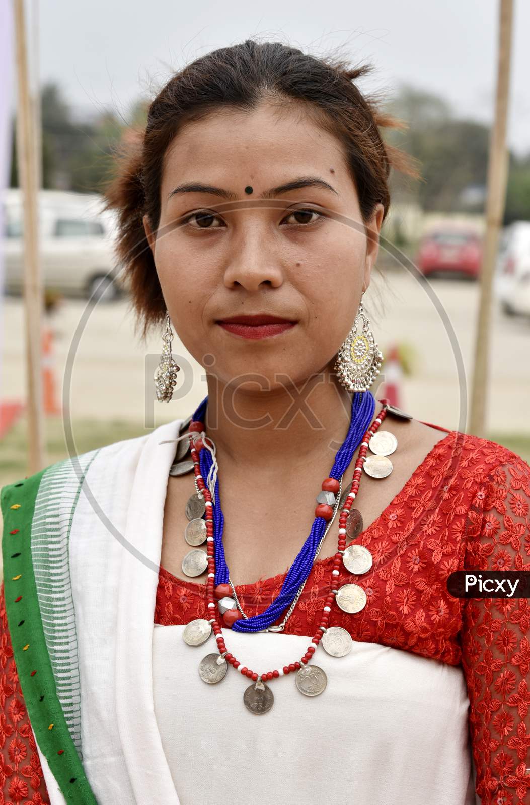 Assamese Woman In Traditional Tribal Dresses During Bihu Festival Celebrations in Guwahati, Assam