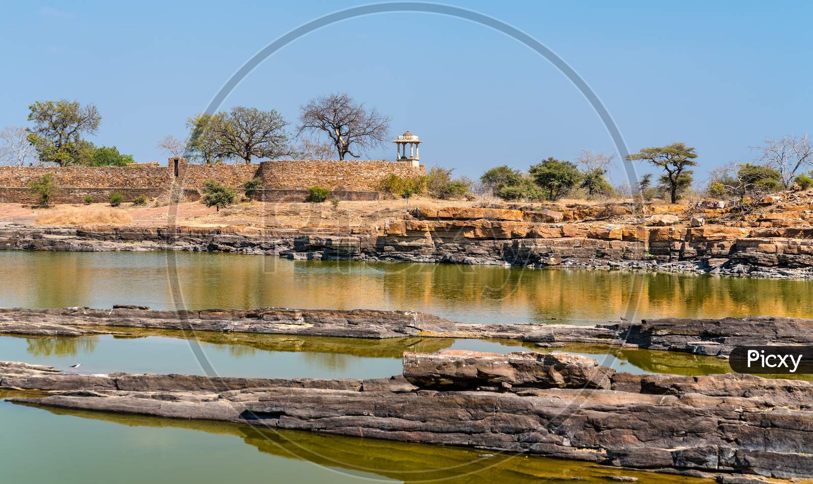 Lake At Rani Padmini Palace At Chittorgarh Fort. Rajasthan, India