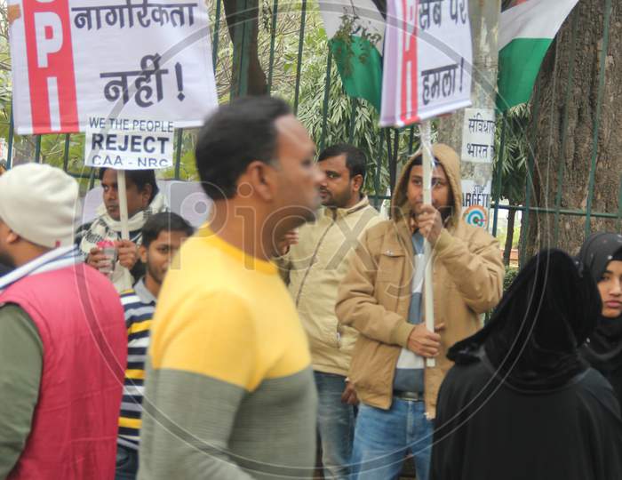 Protesters  Holding Anti CAB , CAA And NRC  Placards During A Protest