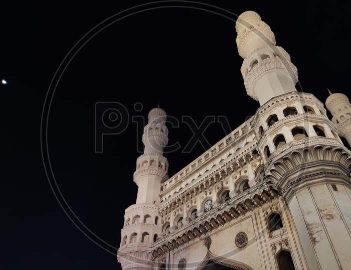 Canopy Of Charminar With Dark Sky In Background