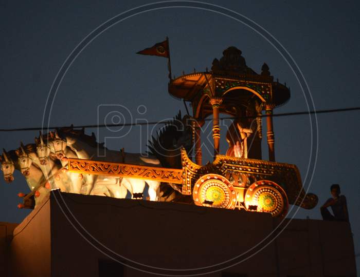 Stone Chariot At Varanasi Ghats