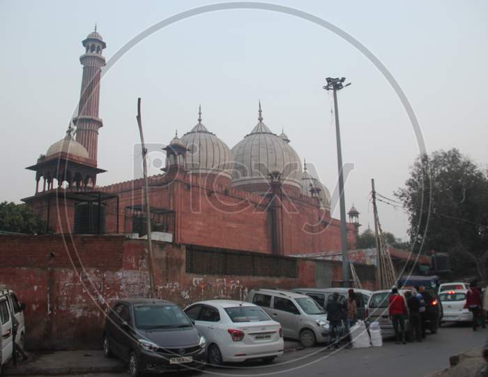 Architectural View Of Jama Masjid In Delhi