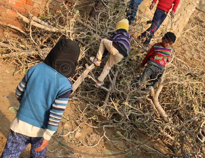 Children Playing In Indian Rural Villages