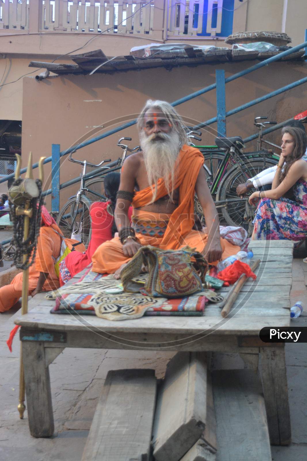 Indian Sadu Or Baba At Varanasi Ghats