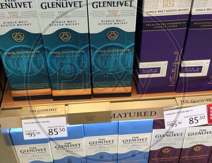 Glenlivet at Singapore Duty Free Store.