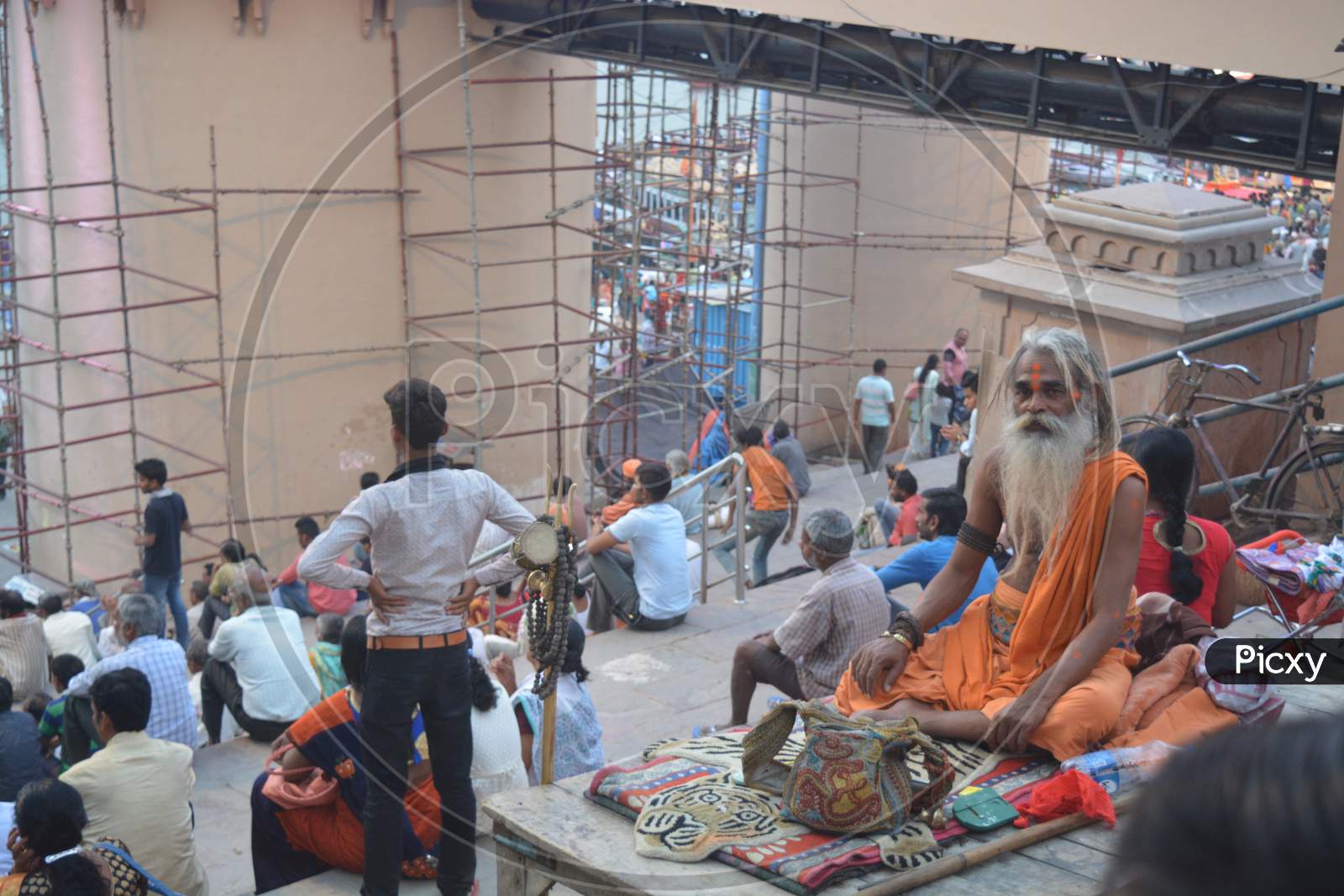 Indian Sadu Or Baba At Varanasi Ghats
