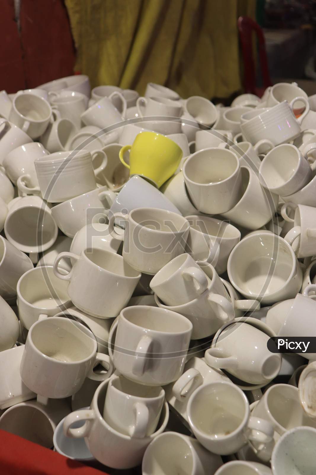 Tea Cups Pile On Stall