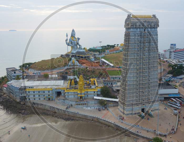 Aerial View Of Sri Murudehswar Temple And lord Shiva Statue