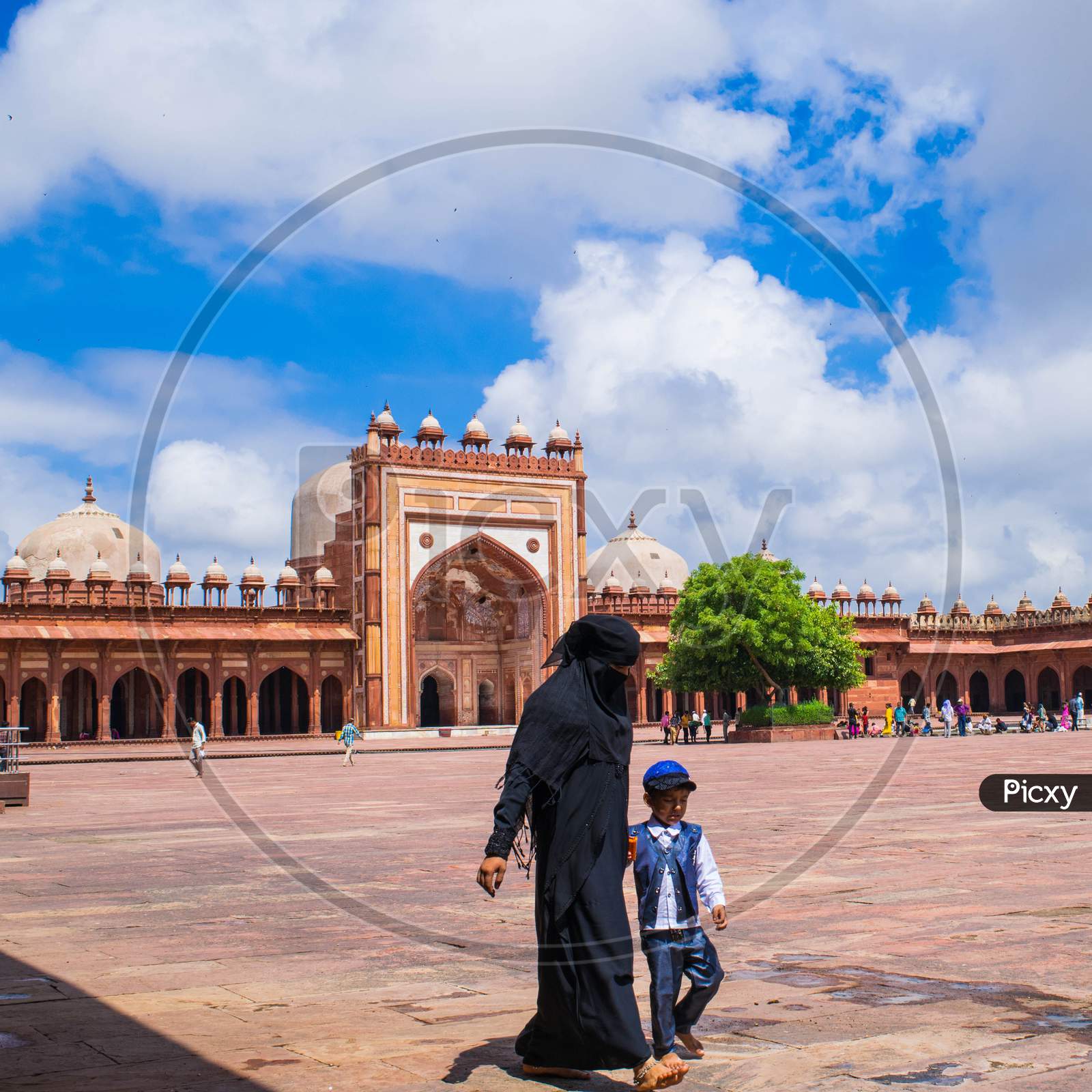 Muslims Mother With Her Child  In Jama Mosque in Fathepur Sikri