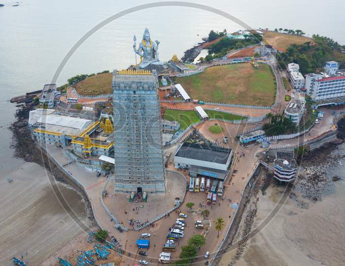 Aerial View Of Sri Murudehswar Temple And lord Shiva Statue