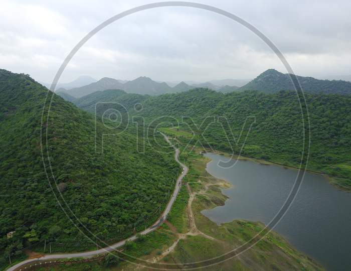Aerial View of Badi to Gorela Road in Rajasthan