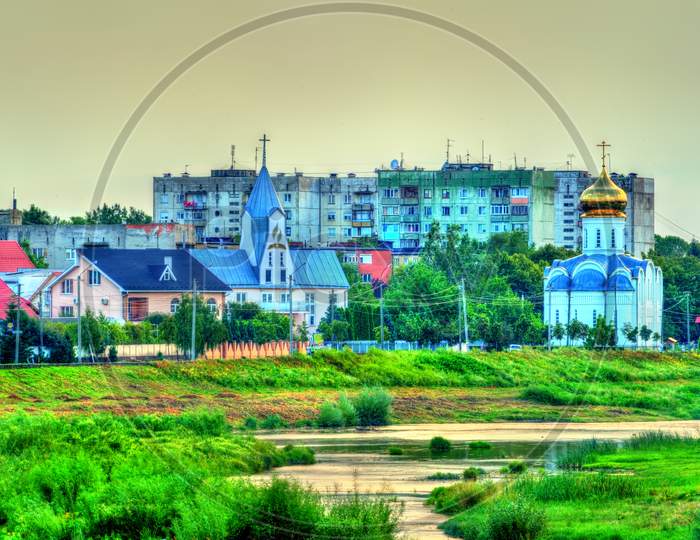 View Of Mukachevo Town With Churches, Ukraine