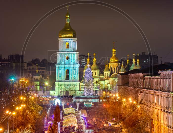View Of Saint Sophia Cathedral, A Unesco World Heritage Site In Kiev, Ukraine