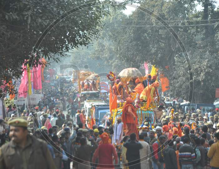 Hindu Baba Or Sadhu in Procession During Ardh Kumbh Mela in Prayagraj