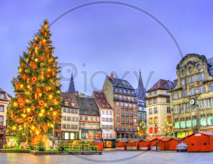 Christmas Tree On Place Kleber In Strasbourg, France