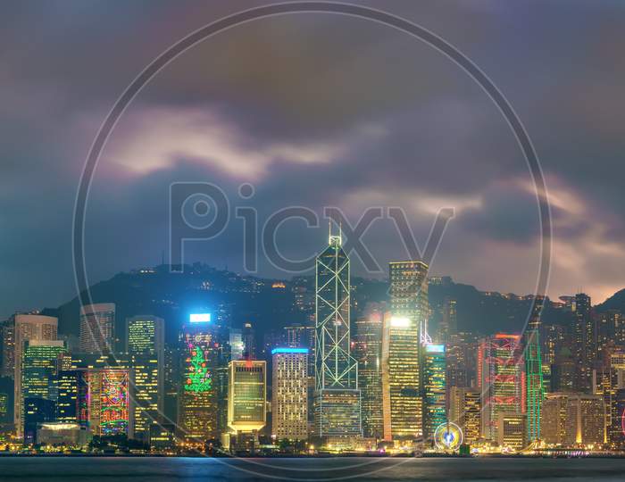 Panorama Of Hong Kong Island In The Evening, China
