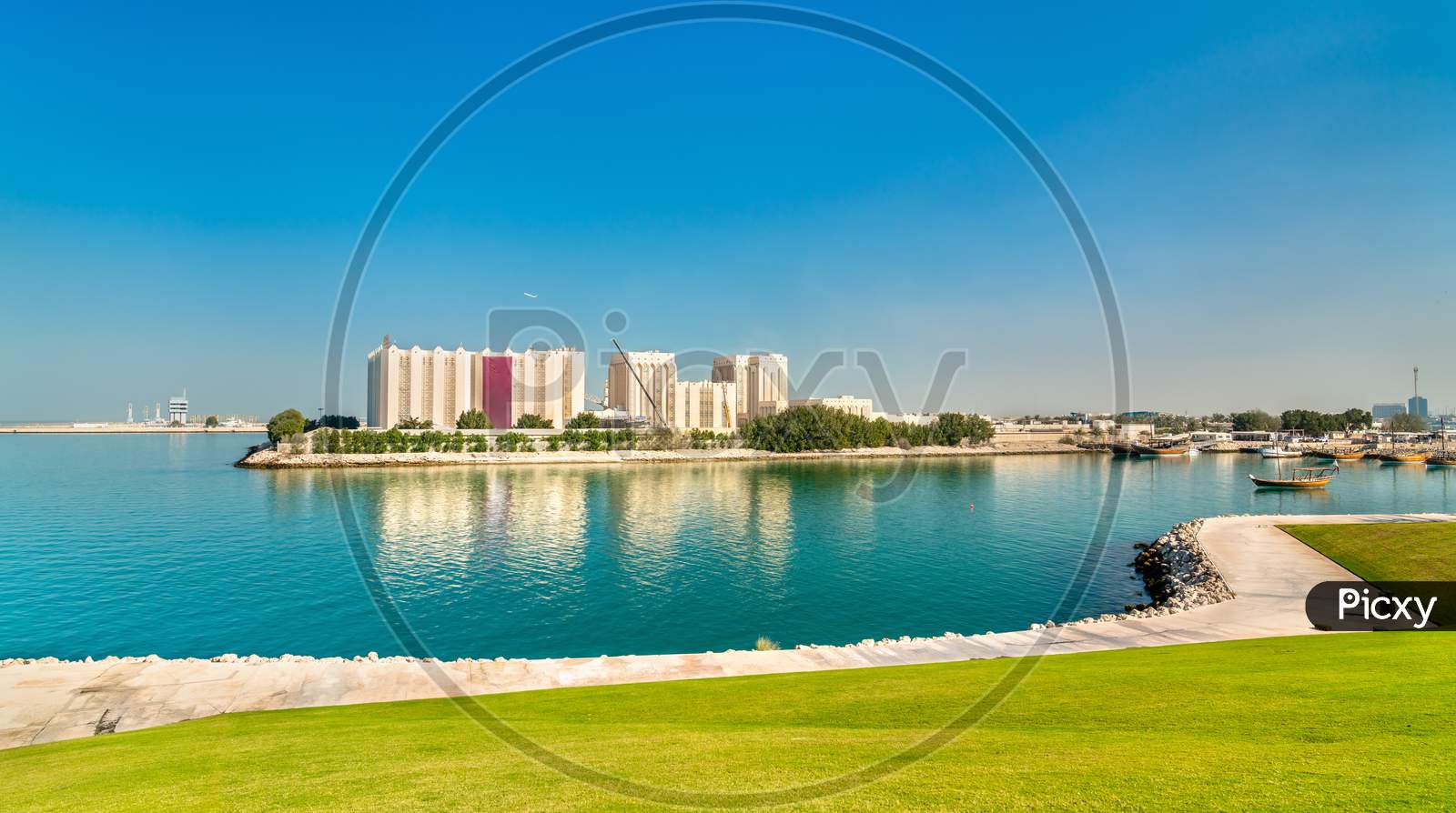 View Of Flour Mills In Doha, The Capital Of Qatar.