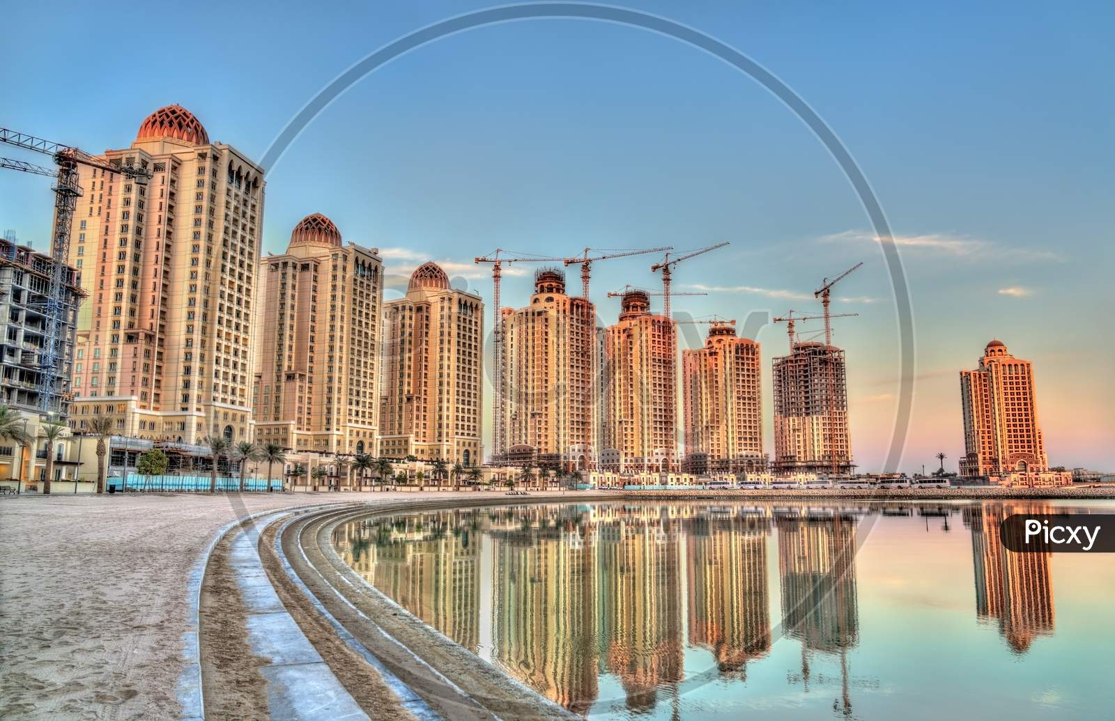 Residential Buildings On The Pearl, An Artificial Island In Doha, Qatar
