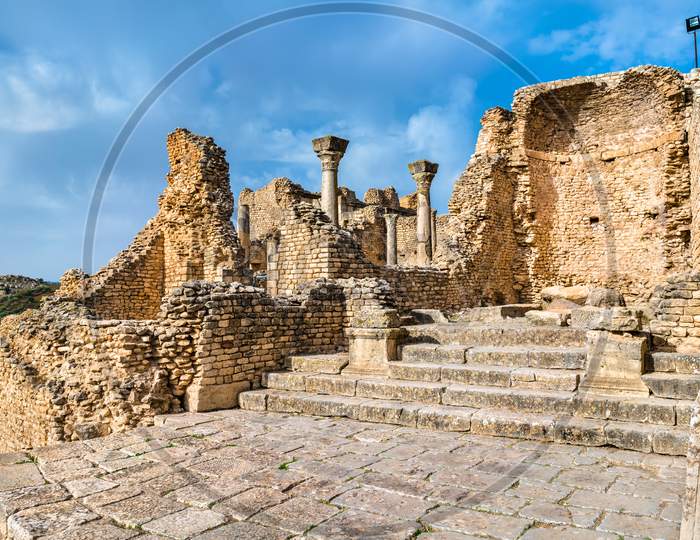 The Baths Of Licinius At Dougga. Unesco Heritage Site In Tunisia