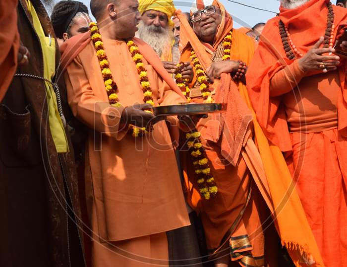 Uttar Pradesh CM Yogi Adithya Nath  During Prayagraj  Kumbh Mela 2019