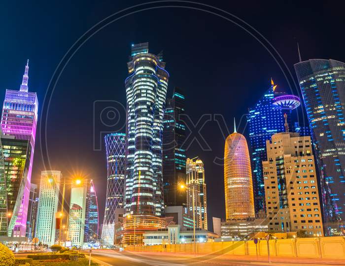 Buildings In The Downtown Of Doha, The Capital Of Qatar
