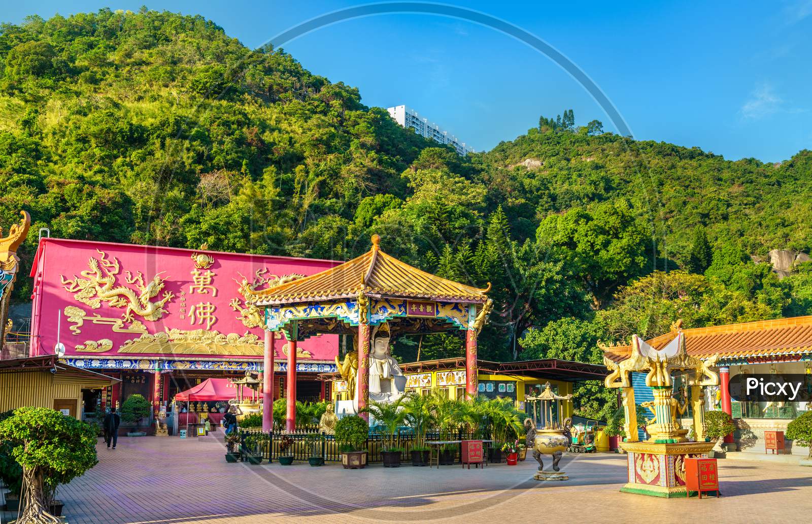 Pavilion At The Ten Thousand Buddhas Monastery In Hong Kong