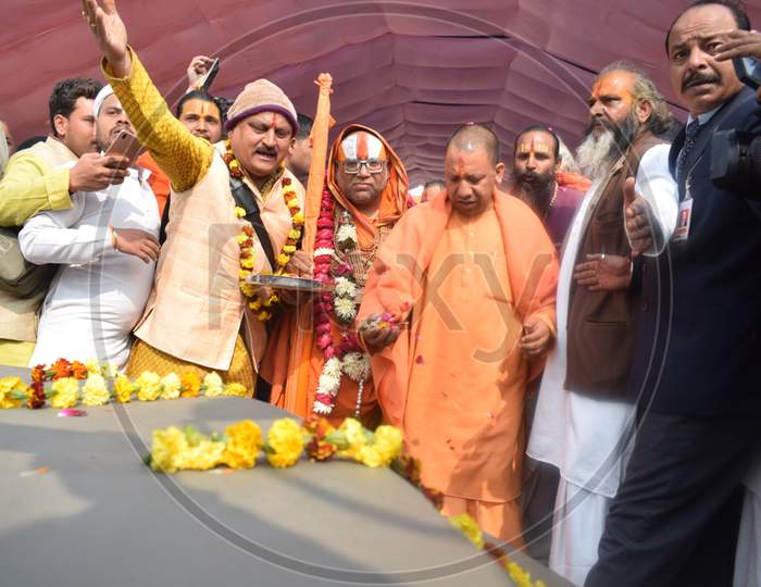 Uttar Pradesh CM Yogi Adithya Nath  During Prayagraj  Kumbh Mela 2019